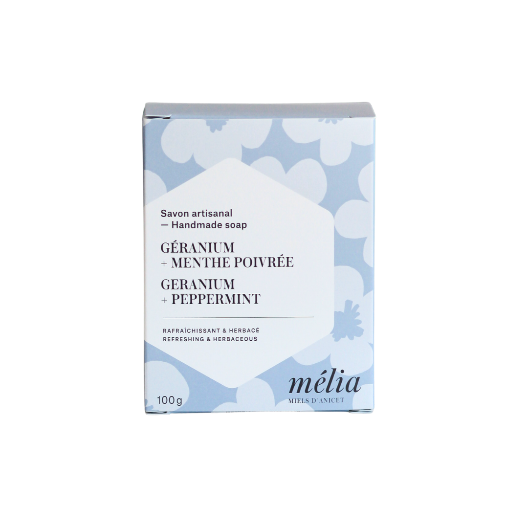 Savon Géranium + Menthe poivrée